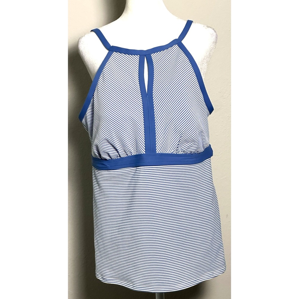 Lands' End Women's Swimsuit Tankini Top Size 16 Blue & White